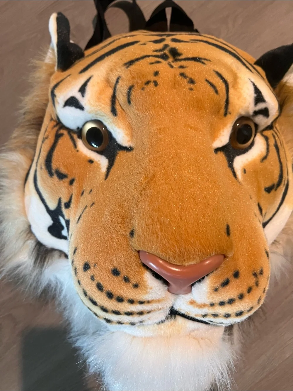 Adventure Planet Tiger Head Backpack - Tan and Black